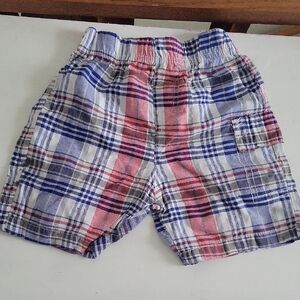 Plaid Kids Shorts - Red, Blue, and White
